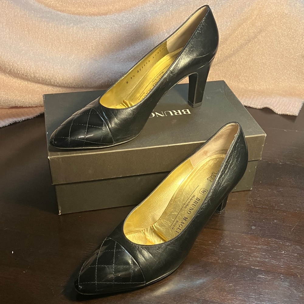 Bruno Magli Quilted Black Leather Heels